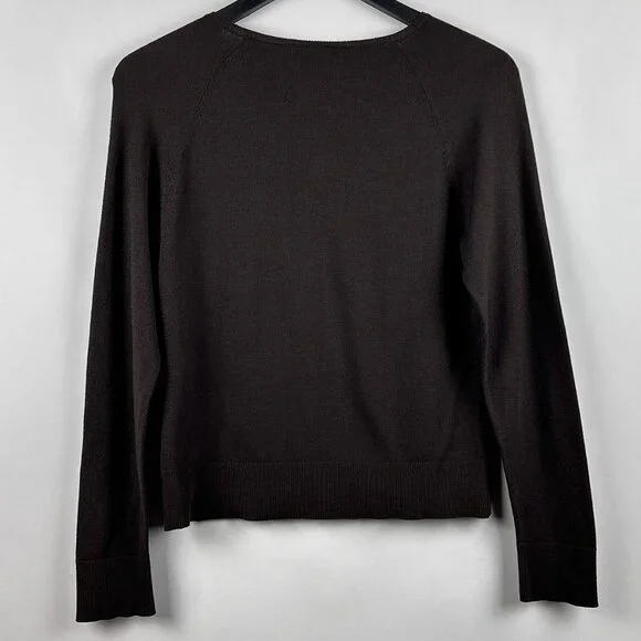 Talbots Brown Lightweight Scoop Neck Sweater Rayon Nylon Size Small Petite SP - Picture 8 of 10